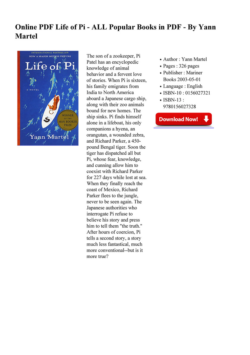 Life of pi text pdf